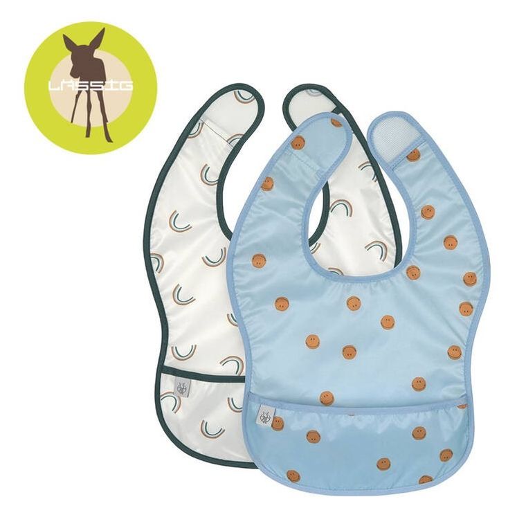 Lassig, Happy Rascals Smile, zestaw śliniaków wodoodpornych, Sky Blue, 6m+