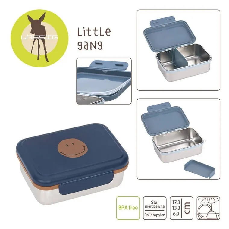 Lassig, Little Gang, lunchbox ze stali nierdzewnej, Smile Navy