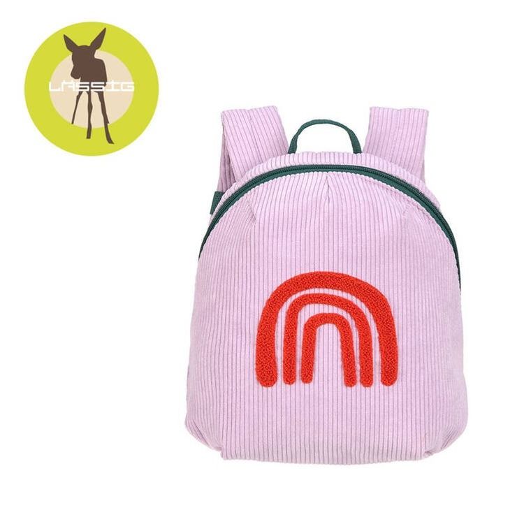 Lassig, Little Gang, Rainbow, plecak dla przedszkolaka, sztruks, lilac