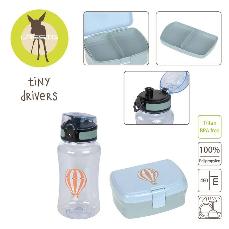 Lassig, Tiny Drivers, lunchbox + bidon, tritanowa butelka, 460 ml, Balon