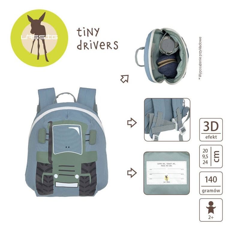 Lassig, Tiny Drivers, plecak dla przedszkolaka, traktor