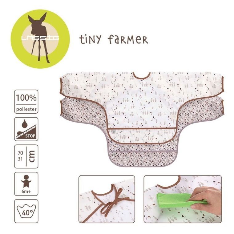 Lassig, Tiny Farmer, zestaw śliniaków z długim rękawem, gąska, 6m+, 2 szt.