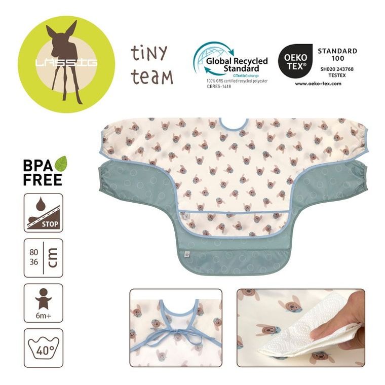 Lassig, Tiny Team, zestaw śliniaków z długim rękawem, piesek, 6m+