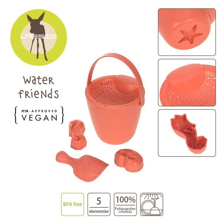 Lassig, Water Friends, zestaw do piasku, różowy, 5 elementów