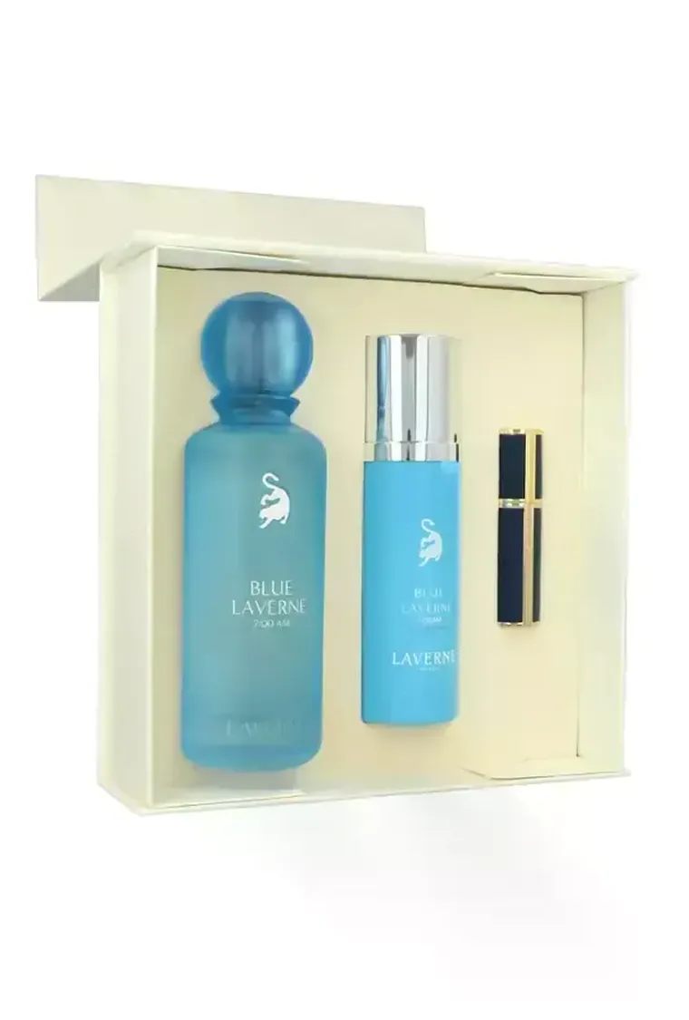 Laverne, Blue Laverne, 7AM Collection, zestaw: woda perfumowana, 200 ml + All Over Spray, dezodorant, 100 ml