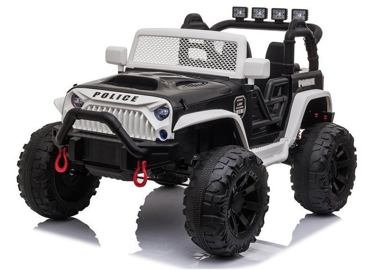 Lean Cars, Jeep, pojazd na akumulator, JC666, policyjny, biały