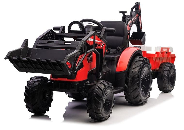 Lean Cars, koparka z naczepą, pojazd na akumulator, SX2068, czerwony