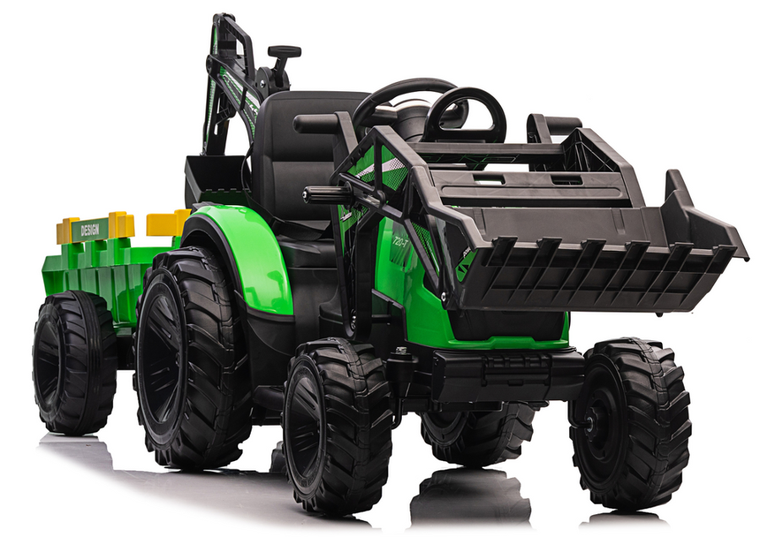 Lean Cars, koparka z naczepą, pojazd na akumulator, SX2068, zielony