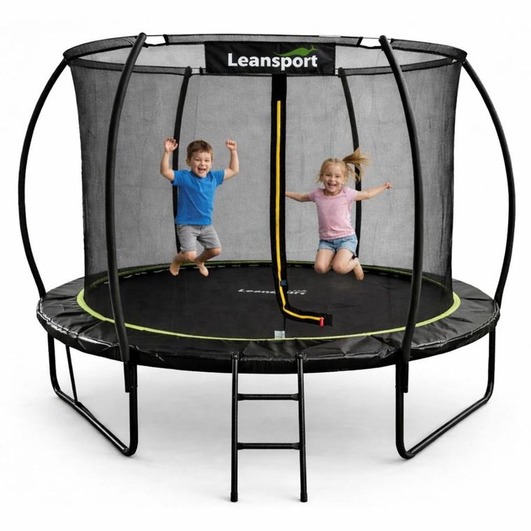 Lean Sport, trampolina ogrodowa z siatką wewnętrzną, czarno-zielona, 305 cm, 10ft