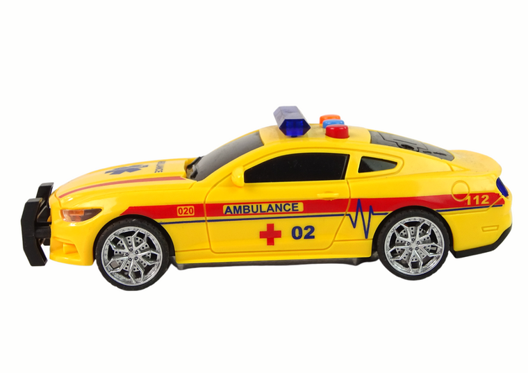 Lean Toys, ambulans, auto sportowe, pojazd interkatywny, żółty
