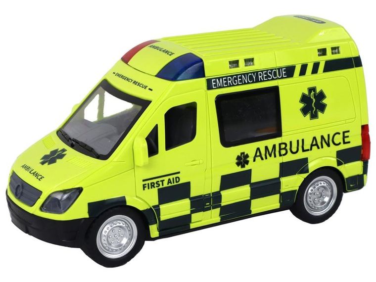 Lean Toys, ambulans, interaktywny pojazd zdalnie sterowany, żółty