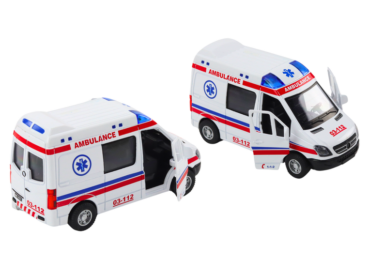 Lean Toys, ambulans, pojazd interaktywny z napędem, biały, 1:32