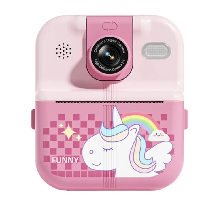 Lean Toys, aparat natychmiastowy z drukarką termiczną, jednorożec, różowy