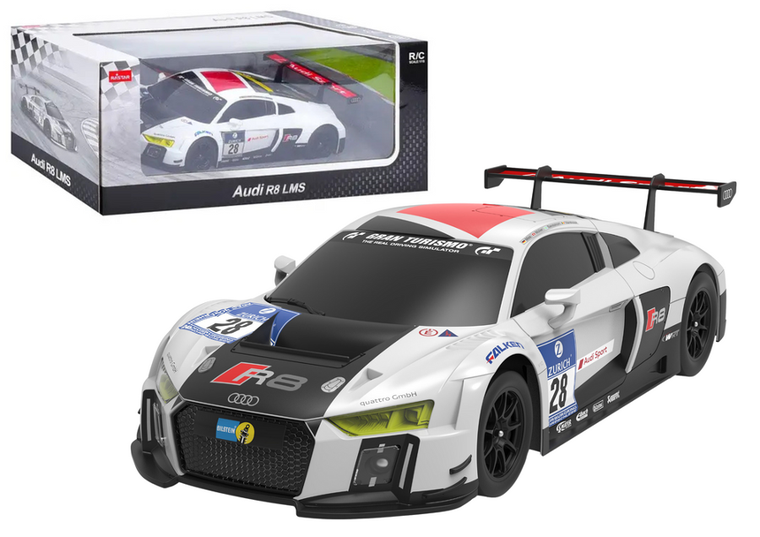 Lean Toys, Audi R8 LMS, pojazd zdalnie sterowany, 1:24, biało-czarny