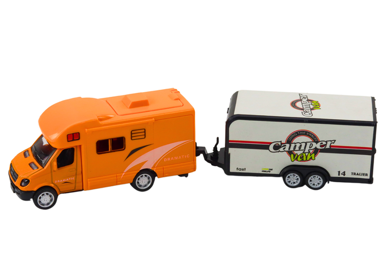 Lean Toys, autko terenowe z łodzią lub kamperem, pojazd metalowy z napędem, 1 szt.