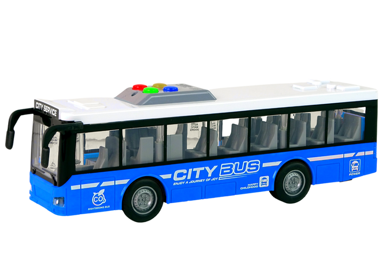 Lean Toys, autobus interaktywny, pojazd z napędem frykcyjnym, 1:16, niebieski