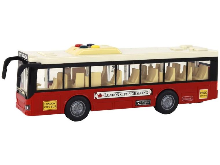 Lean Toys, autobus miejski, pojazd interaktywny, 1:16, czerwony