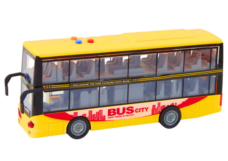 Lean Toys, autobus piętrowy, pojazd interaktywny, 1:16