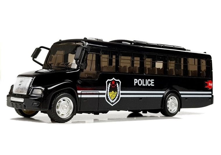 Lean Toys, autobus policyjny, model pojazdu, czarny