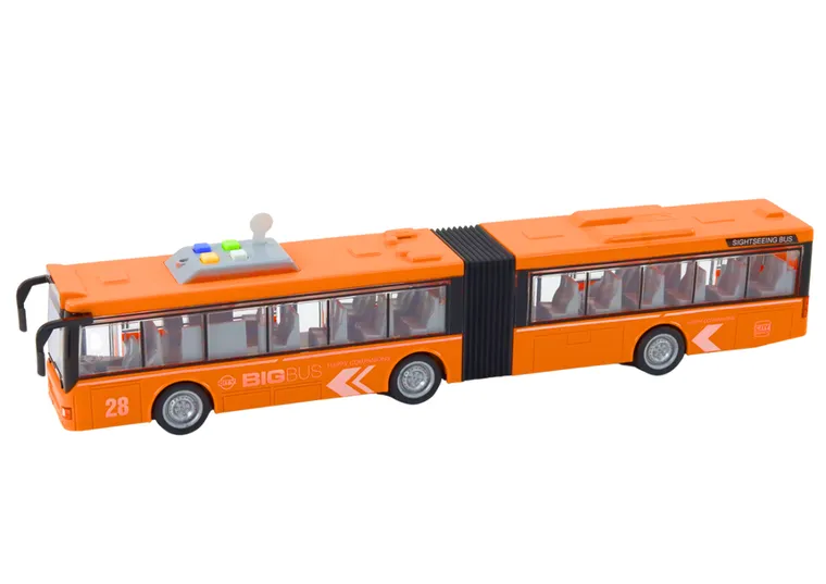 Lean Toys, autobus przegubowy miejski, pojazd interaktywny, pomarańczowy, 1:16