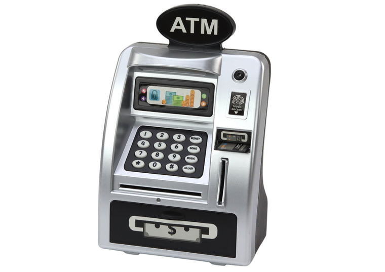 Lean Toys, bankomat, skarbonka, srebrna