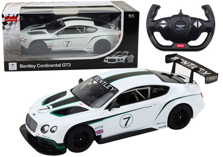Lean Toys, Bentley Continental GT3, pojazd zdalnie sterowany, 1:14, biały