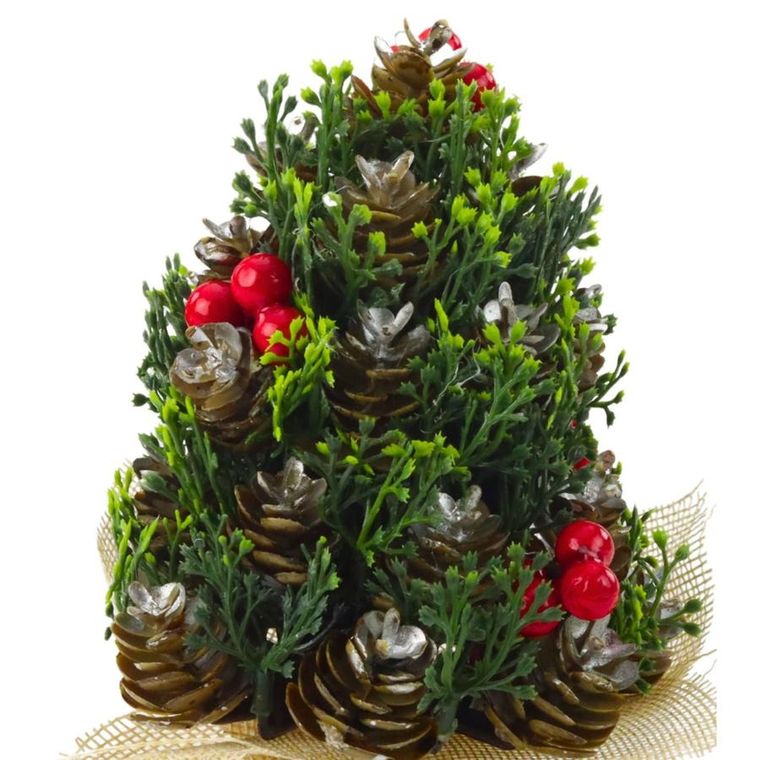 Lean Toys, choinka ozdobna, z jarzębiną, szyszkami, 17-10 cm