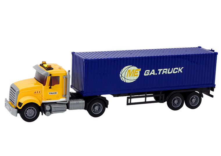 Lean Toys, ciężarówka z kontenerem, pojazd interaktywny z napędem, żółta