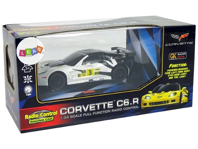 Lean Toys, Corvette C6.R, pojazd zdalnie sterowany, biały, 1:24