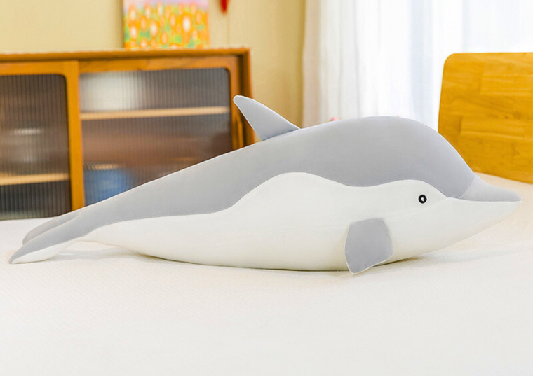 Lean Toys, delfin, maskotka, szary, 70 cm