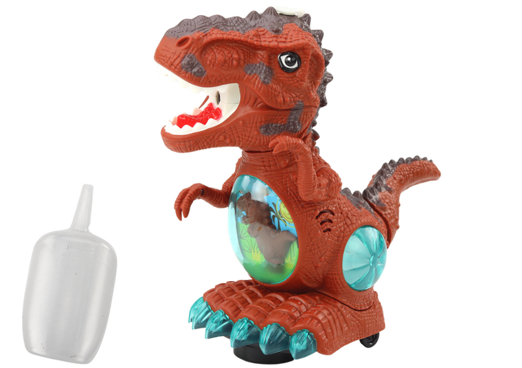 Lean Toys, dinozaur tańczący, z dźwiękiem, brązowy