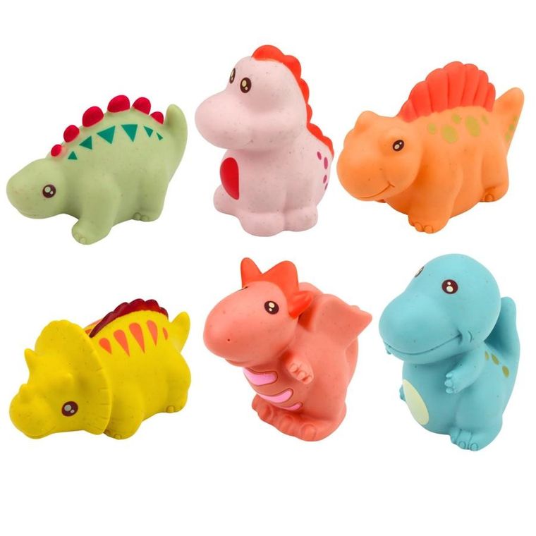 Lean Toys, dinozaury, zabawki do kąpieli, pastelowe, 6 elementów