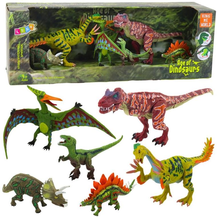 Lean Toys, dinozaury, zestaw figurek, ruchome nogi paszcze, 6 szt.