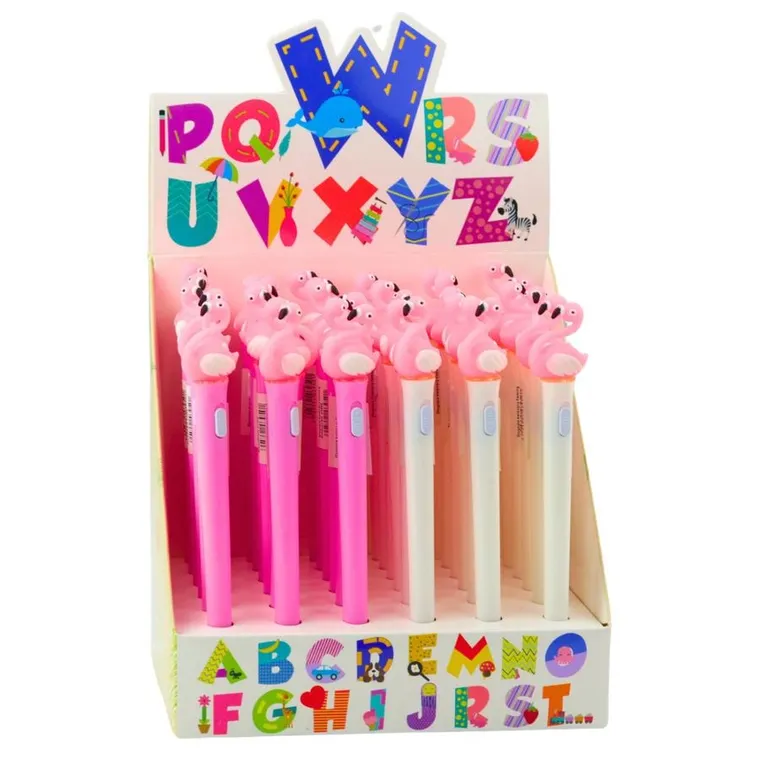 Lean Toys, długopis świecący, różowy flaming, niebieski, 0.7 mm, 1 szt.