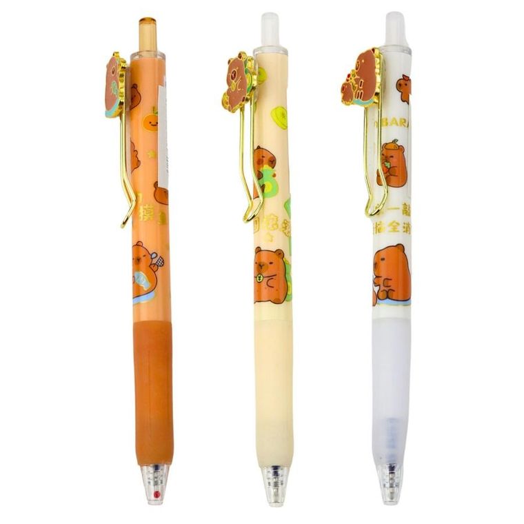 Lean Toys, długopis żelowy, kapibara, niebieski tusz, 14 cm, 1 szt.