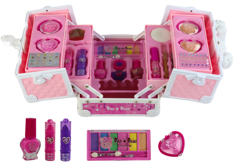 Lean Toys, duży kuferek z kosmetykami, różowy