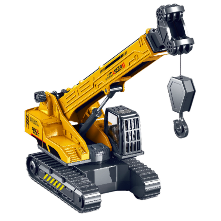 Lean Toys, dźwig gąsienicowy, pojazd budowlany, 360°, żółty