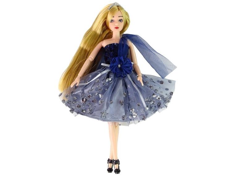 Lean Toys, Emily, lalka w niebieskiej sukience, zestaw z psem