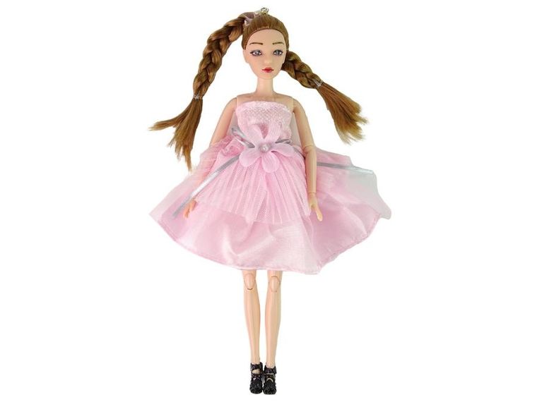 Lean Toys, Emily, lalka w różowej sukience, zestaw z kotem