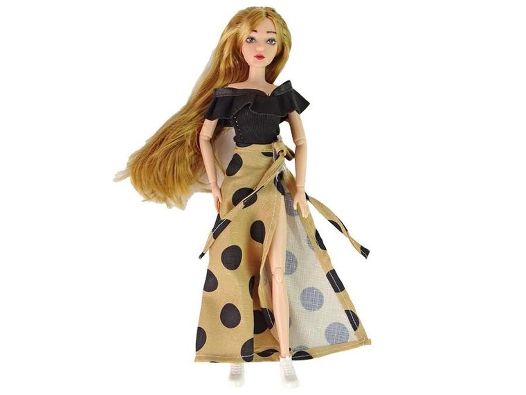 Lean Toys, Emily, lalka w sukience w kropki, zestaw z kotem