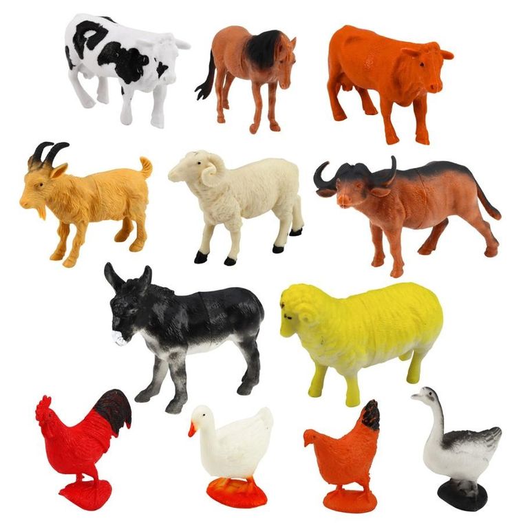 Lean Toys, Farma, zwierzęta gospodarskie, zestaw figurek, 12 szt.
