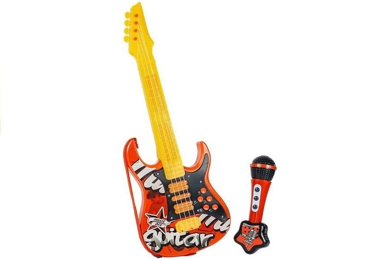 Lean Toys, gitara elektryczna z mikrofonem, czerwona