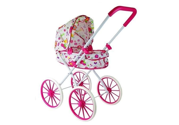 Lean Toys, głęboki wózek dla lalek, w kwiatki