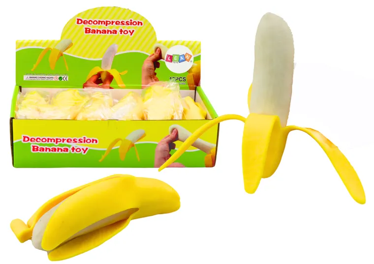 Lean Toys, gniotek, banan ze skórką, żółty