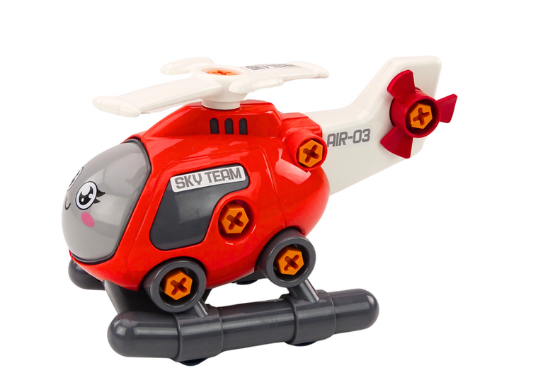 Lean Toys, helikopter do skręcania, czerwony