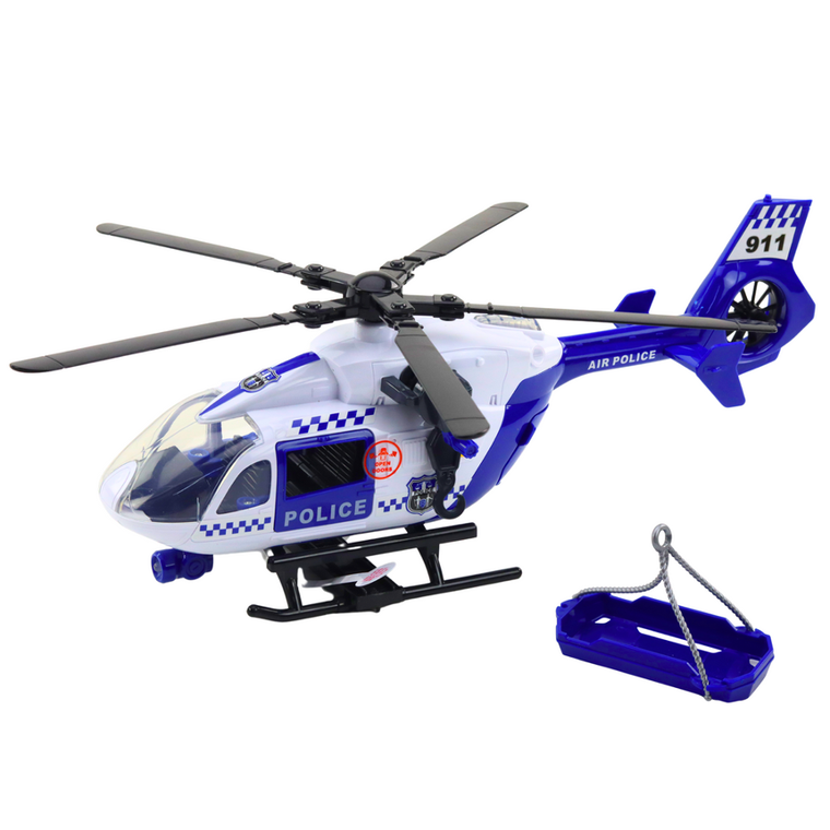 Lean Toys, helikopter, pojazd policyjny z hakiem i noszami, 1:12