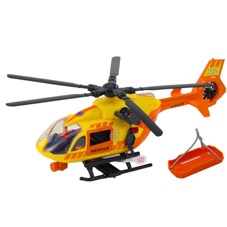 Lean Toys, helikopter ratunkowy, pojazd interaktywny, pomarańczowy, 1:12