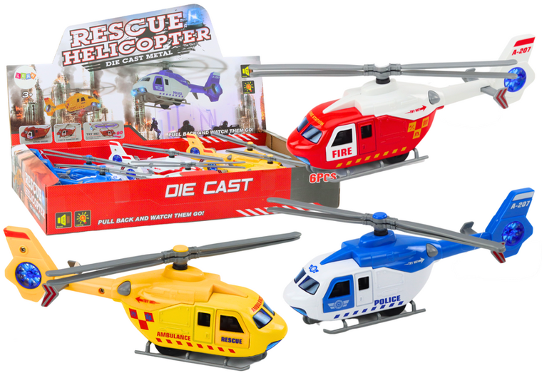 Lean Toys, helikopter ratunkowy, pojazd metalowy z napędem, 1 szt.