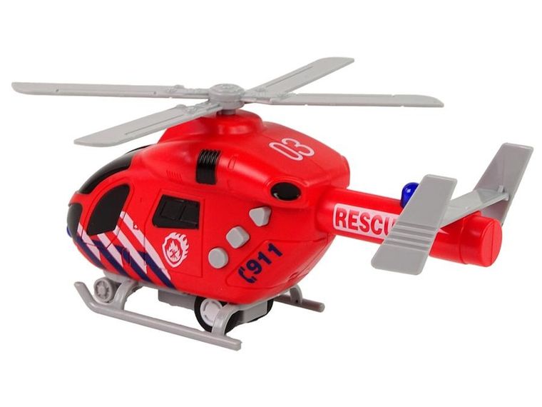 Lean Toys, helikopter ratunkowy, straż pożarna, pojazd interaktywny, czerwony