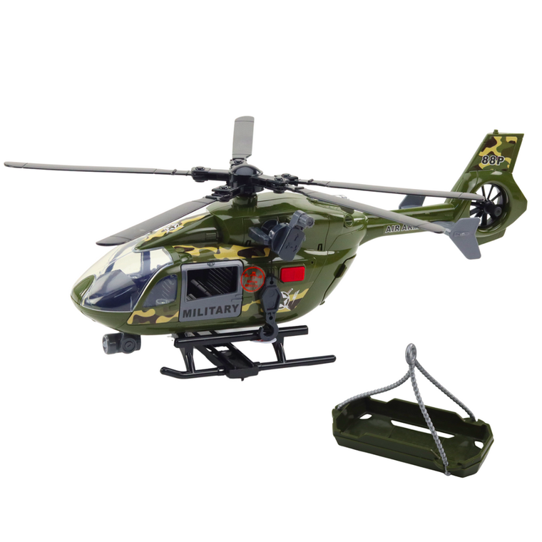 Lean Toys, helikopter wojskowy, pojazd interaktywny z hakiem i noszami, 1:12